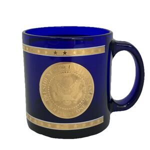 The President of the United States Cobalt Blue Coffee Mug Gold Leaf Made In USA